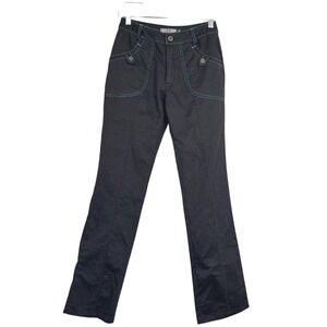 J&K Jeeker Black Pants Women's‎ Small Contrasting Teal Stitch Indie Streetwear